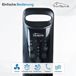TroniTechnik® TUV03 Turmventilator Standventilator Mit Fernbedienung, Mobiler Lüfter, Standventilator Mit Oszilation, 3 Geschwindigkeiten, 3 Lüftungs-Modi, Timer 7.5 Stunden, 95 Cm Schwarz Sehr Leise -Elektrischer Ventilator Verkäufe 56250774 5