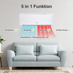 TroniTechnik® Reykir Split Klimaanlage Inverter Splitgerät Mit UVC Luftsterilisation, Kühlung Heizung Ventilation Entfeuchtung, Fernbedienung, WiFi App-Steuerung (9000 BTU) 10 TroniTechnik® Reykir Split Klimaanlage Inverter Splitgerät Mit UVC Luftsterilisation, Kühlung Heizung Ventilation Entfeuchtung, Fernbedienung, WiFi App-Steuerung (9000 BTU) -Elektrischer Ventilator Verkäufe 56250775 4