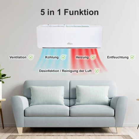 TroniTechnik® Reykir Split Klimaanlage Inverter Splitgerät Mit UVC Luftsterilisation, Kühlung Heizung Ventilation Entfeuchtung, Fernbedienung, WiFi App-Steuerung (9000 BTU) 6 TroniTechnik® Reykir Split Klimaanlage Inverter Splitgerät Mit UVC Luftsterilisation, Kühlung Heizung Ventilation Entfeuchtung, Fernbedienung, WiFi App-Steuerung (9000 BTU) – Bild 4
