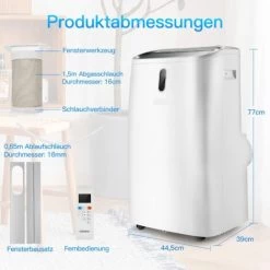 GOPLUS 16000 BTU Mobiles Klimaanlage, 5-in-1 Mobile Klimageraet Mit Schlafmodus, Mit Fernbedienung Und App-Steuerung, Mit Heizfunktion, Kühlt Bis Zu 104m³ -Elektrischer Ventilator Verkäufe 56390773 5