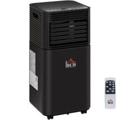 HOMCOM Mobile Klimaanlage 4-in-1 Klimagerät Mit Fernbedienung 24h Timer 2 Geschwindigkeitsstufen 860W LED-Display ABS Schwarz 30,5 X 32,5 X 67,8 Cm
