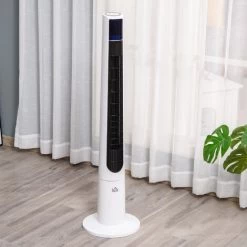 HOMCOM 118,2 Cm Turmventilator Mit Fernbedienung 3 Modi 3-Stufen Und Geschwindigkeiten Ventilator Standventilator LED Display 220-240V 50 W 12 Std. Timer Weiß -Elektrischer Ventilator Verkäufe 58040250 3