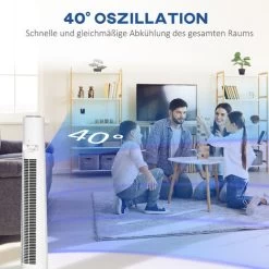 HOMCOM 118,2 Cm Turmventilator Mit Fernbedienung 3 Modi 3-Stufen Und Geschwindigkeiten Ventilator Standventilator LED Display 220-240V 50 W 12 Std. Timer Weiß -Elektrischer Ventilator Verkäufe 58040250 5