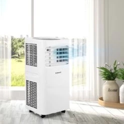 BRAST Klimaanlage Mobiles Klimagerät Mit Abluftschlauch Für Räume Bis 45 Qm Inkl. Fensterabdichtungsset & Fernbedienung 3in-1 Ventilator Luftentfeuchter Luftkühler 12.000 BTU [Energieklasse A]