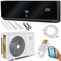 KESSER® Klimaanlage SET Split - Klimagerät Mit WiFi/App Funktion - Kühlen A++/ Heizen A+ , Kältemittel R32 - LCD-Display , Fernbedienung Und Timerfunktion - Inkl. Komplettem Montagematerial, Split 90