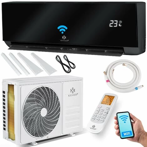 KESSER® Klimaanlage SET Split - Klimagerät Mit WiFi/App Funktion - Kühlen A++/ Heizen A+ , Kältemittel R32 - LCD-Display , Fernbedienung Und Timerfunktion - Inkl. Komplettem Montagematerial, Split 90 4 KESSER® Klimaanlage SET Split - Klimagerät Mit WiFi/App Funktion - Kühlen A++/ Heizen A+ , Kältemittel R32 - LCD-Display , Fernbedienung Und Timerfunktion - Inkl. Komplettem Montagematerial, Split 90 – Bild 2