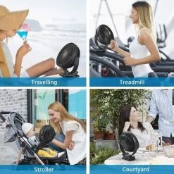 20 Cm 10000 MAh Batteriebetriebener Clip-on-Lüfter, Tragbarer USB-Lüfter, 4 Geschwindigkeiten, Starker Luftstrom, Stabile Klemme Für Heimbüro, Golfauto, Outdoor-Reisen, Camping (schwarz) -Elektrischer Ventilator Verkäufe 59000578 4