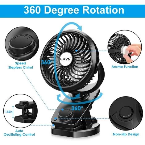 5000mAh Leise Tischventilator Clip Fan, Mini USB Ventilator, Auto-Oszillierend, 360° Drehung Wiederaufladbarer Stufenloser Geschwindigkeit Lüfter Für Auto Schlafzimmer Büro Kinderwagen Camping 4 5000mAh Leise Tischventilator Clip Fan, Mini USB Ventilator, Auto-Oszillierend, 360° Drehung Wiederaufladbarer Stufenloser Geschwindigkeit Lüfter Für Auto Schlafzimmer Büro Kinderwagen Camping – Bild 2