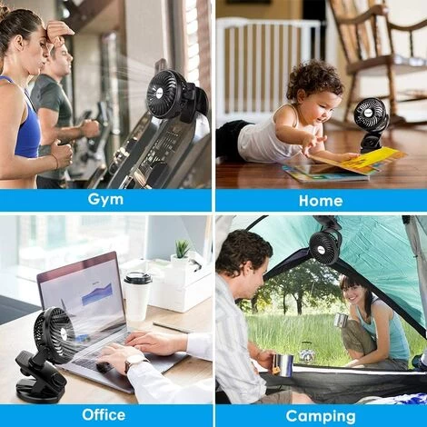 5000mAh Leise Tischventilator Clip Fan, Mini USB Ventilator, Auto-Oszillierend, 360° Drehung Wiederaufladbarer Stufenloser Geschwindigkeit Lüfter Für Auto Schlafzimmer Büro Kinderwagen Camping 6 5000mAh Leise Tischventilator Clip Fan, Mini USB Ventilator, Auto-Oszillierend, 360° Drehung Wiederaufladbarer Stufenloser Geschwindigkeit Lüfter Für Auto Schlafzimmer Büro Kinderwagen Camping – Bild 4