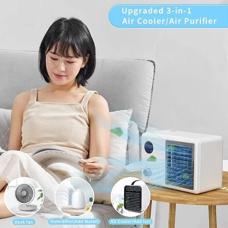 Mobile 3-in-1-Mini-Klimaanlage Mit 3 Bunten LED-Leuchten Und 3 Einstellbaren Geschwindigkeiten Für Zuhause, Büro Und Badezimmer 7 Mobile 3-in-1-Mini-Klimaanlage Mit 3 Bunten LED-Leuchten Und 3 Einstellbaren Geschwindigkeiten Für Zuhause, Büro Und Badezimmer – Bild 5