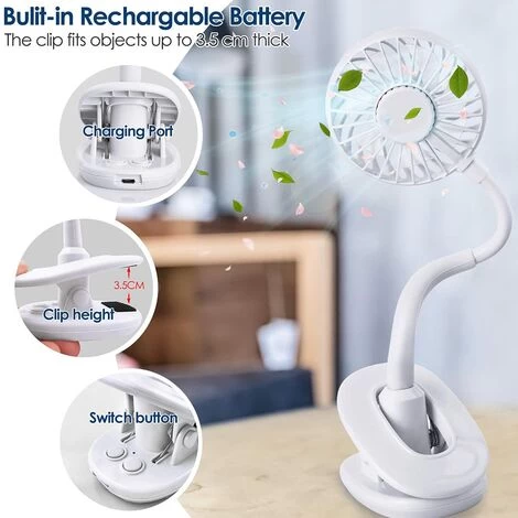 USB Ventilator Leise Blau, 3 Geschwindigkeiten 360 Einstellbarer USB Ventilator Mit Flexiblem Hals Für Büro, Zuhause 7 USB Ventilator Leise Blau, 3 Geschwindigkeiten 360 Einstellbarer USB Ventilator Mit Flexiblem Hals Für Büro, Zuhause – Bild 5