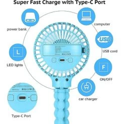 Kinderwagenventilator Schreibtischventilator Tragbarer Ventilator USB-Clip-Ventilator 360 ° -Drehung 3 Geschwindigkeits-Luftstrom -Elektrischer Ventilator Verkäufe 72540276 4