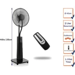 Tristar Standventilator Oszillierend & Sprühnebel Luftbefeuchtung Fernbedienung & Timer