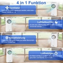 Froadp Klimaanlage Mobil Klimagerät Ohne Abluftschlauch Ventilator Luftkühler Mit Luftbefeuchtung Luftreiniger (4 Liter Kapazität, 80W) -Elektrischer Ventilator Verkäufe 75062370 4