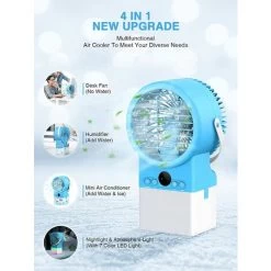 Tragbare Klimaanlage, 4 In 1, Luftkühler, Luftbefeuchter, Ventilator, Nachtlicht, Tragbare Klimaanlage Mit Timer, 7 Lichtfarben, 3 Geschwindigkeiten Für Zuhause Und Büro -Elektrischer Ventilator Verkäufe 75268210 3