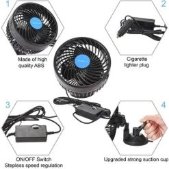 Autolüfter Mit Kontinuierlicher Rotation, Variabler Geschwindigkeit, Leise, Leistungsstarke Anpassung, Lüfter, Kühlung Von 12-V-Autolüftern Im Sommer (6') -Elektrischer Ventilator Verkäufe 75271313 4
