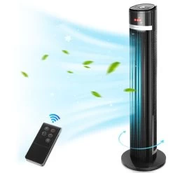 Aigostar Turmventilator Mit Fernbedienung Leise Ventilator, 103cm Mobiler Lüfter Säulenventilator 60°Oszillation, LED-Anzeige, 3 Modi,3 Geschwindigkeiten, 7H Timer, 35W Standventilator, Schwarz