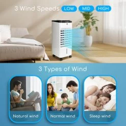 Aigostar Klimagerät Mobil Ohne Abluftschlauch, 60W Luftkühler Mit Wasserkühlung 3,5L Wassertank, 65° Oszillation, 1-12H Timer, Mit Fernbedienung & 2 Kühlakkus, 3Modi Verdunstungskühler Air Cooler 9 Aigostar Klimagerät Mobil Ohne Abluftschlauch, 60W Luftkühler Mit Wasserkühlung 3,5L Wassertank, 65° Oszillation, 1-12H Timer, Mit Fernbedienung & 2 Kühlakkus, 3Modi Verdunstungskühler Air Cooler -Elektrischer Ventilator Verkäufe 76054506 3