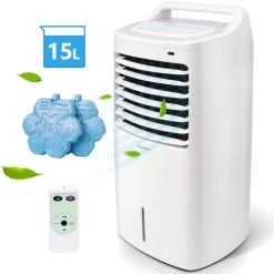 Aigostar Kohl - Mobiles Klimaanlage, 15L, Klimaanlage Mobil 3 In 1 Aircooler, Luftkühler, Leise, 60W, 3-Gang Windmodus, Klimagerät Ohne Abluftschlauch, 7H Timer, Klima Ventilator Mit Fernbedienung