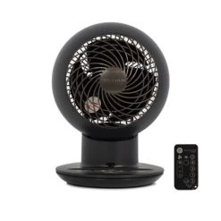 Woozoo, Ultra-starker, Leiser & Tragbarer Tischventilator, 30m², Reichweite 25m, Multidirektionale Oszillation, Fernbedienung, Timer, Wohnzimmer - Woozoo PCF-SC15T - Mattschwarz/Holzoptik