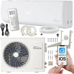 TroniTechnik® Dalvik II Split Klimaanlage Klimagerät Splitgerät Mit Kühlung Heizung Ventilation Entfeuchtung Luftfilter, Fernbedienung, WiFi App-Steuerung (9000 BTU) Inkl. Kupferleitung