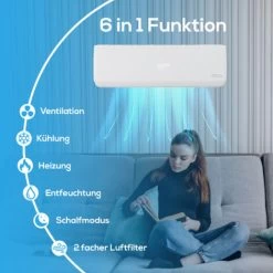 TroniTechnik® Dalvik II Split Klimaanlage Klimagerät Splitgerät Mit Kühlung Heizung Ventilation Entfeuchtung Luftfilter, Fernbedienung, WiFi App-Steuerung (9000 BTU) Inkl. Kupferleitung -Elektrischer Ventilator Verkäufe 83688674 3