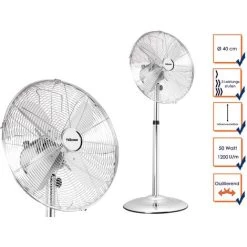 Tristar Standventilator Oszillierend Chrom Ø40cm 50W Höhe 85-128cm