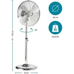 Tristar Standventilator Oszillierend Chrom Ø40cm 50W Höhe 85-128cm -Elektrischer Ventilator Verkäufe 85922563 3