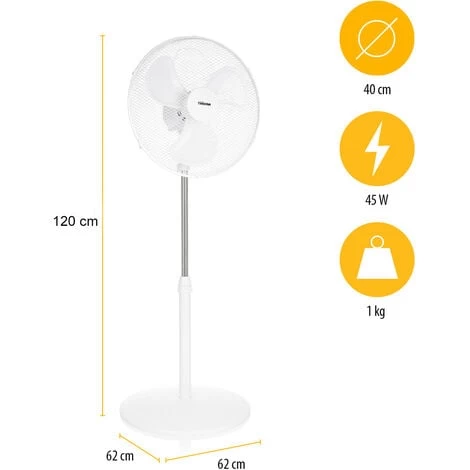 Tristar Standventilator Weiß Oszillierend, Ø 40cm, 45 Watt, Höhe 85-120cm 5 Tristar Standventilator Weiß Oszillierend, Ø 40cm, 45 Watt, Höhe 85-120cm – Bild 3