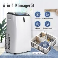 Mobiles Klimagerät 12000BTU Mit Fernbedienung, APP-Steuerung (WiFi), 4-in-1 Mobiles Klimagerät, Luftentfeuchter, Lüftungsfunktion, Kühlen, 24-Stunden-Timer, Energieeffizienzklasse A, Bis 100 M³, KINSI -Elektrischer Ventilator Verkäufe 91037691 3