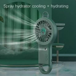 Mini-Luftbefeuchter-Lüfter USB-wiederaufladbarer Lüfter Wassernebel Outdoor-Reisen Tragbarer Lüfter - Grün Leise -Elektrischer Ventilator Verkäufe 91221134 4