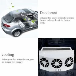 Solar-Auto-Kühlluftgebläse, 2400 MAh Solar- Und Batteriebetriebener Auspuff-Auto-Lüfter Mit 3 Kühlern Für Kraftfahrzeuge -Elektrischer Ventilator Verkäufe 92139328 4