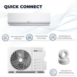 Home Deluxe - Klimaanlage Set SPLIT 12-12000 BTU/h (3.400 Watt) - Quick Connect, WIFI, Alexa Und Google Home Kompatibel - 5 In 1 System [Energieklasse A+] -Elektrischer Ventilator Verkäufe 92920658 3