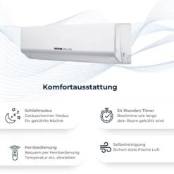 Home Deluxe - Klimaanlage Set SPLIT 12-12000 BTU/h (3.400 Watt) - Quick Connect, WIFI, Alexa Und Google Home Kompatibel - 5 In 1 System [Energieklasse A+] -Elektrischer Ventilator Verkäufe 92920658 5