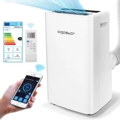 Aigostar Mobiles Klimagerät 12.000 BTU 4-in-1 Portable Air Conditioner, Kühlen Heizen Entfeuchten Ventilieren, Klimaanlage Mit Abluftschlauch, Mit Fernbedienung Oder WLAN-Steuerung, 24H Timer, 1337W