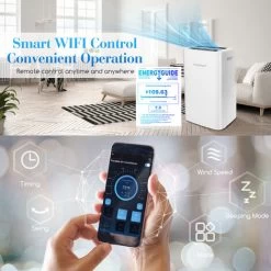 Aigostar Mobiles Klimagerät 12.000 BTU 4-in-1 Portable Air Conditioner, Kühlen Heizen Entfeuchten Ventilieren, Klimaanlage Mit Abluftschlauch, Mit Fernbedienung Oder WLAN-Steuerung, 24H Timer, 1337W -Elektrischer Ventilator Verkäufe 94171526 4