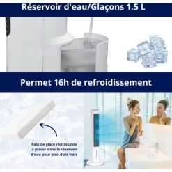 No Name ARTIC AIR POWER TOWER Mobiler Kühler 3 Stufen - VENTEO - Verdunstungskühler Bis Zu 12 Stunden Kühlung - Tank 1.5L 10 No Name ARTIC AIR POWER TOWER Mobiler Kühler 3 Stufen - VENTEO - Verdunstungskühler Bis Zu 12 Stunden Kühlung - Tank 1.5L -Elektrischer Ventilator Verkäufe 95460818 4