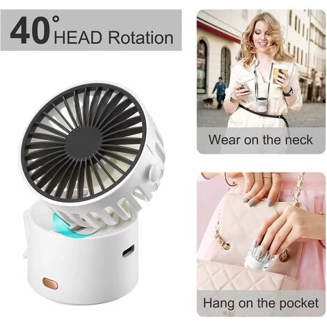 Mini-USB-Handventilator, Wiederaufladbar über USB Mit 3 Einstellbaren Geschwindigkeiten, Tragbarer Ventilator, Für Home Office Und Reisen (WEISS) 4 Mini-USB-Handventilator, Wiederaufladbar über USB Mit 3 Einstellbaren Geschwindigkeiten, Tragbarer Ventilator, Für Home Office Und Reisen (WEISS) – Bild 2