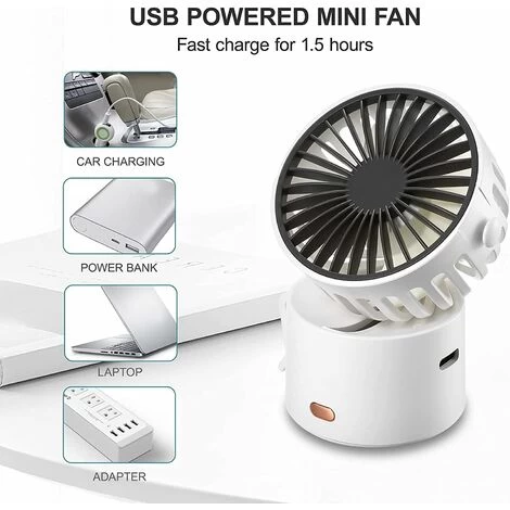 Mini-USB-Handventilator, Wiederaufladbar über USB Mit 3 Einstellbaren Geschwindigkeiten, Tragbarer Ventilator, Für Home Office Und Reisen (WEISS) 6 Mini-USB-Handventilator, Wiederaufladbar über USB Mit 3 Einstellbaren Geschwindigkeiten, Tragbarer Ventilator, Für Home Office Und Reisen (WEISS) – Bild 4