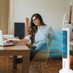 LIVINGTON ChillTower - Kühlgerät Mit Wasserkühlung - Mobiler Luftkühler Mit 3 Kühlstufen -Verdunstungs-Kühler Ohne Abluftschlauch Für 12h Kühlung Dank 1,5 L Tank -Elektrischer Ventilator Verkäufe 96102139 5