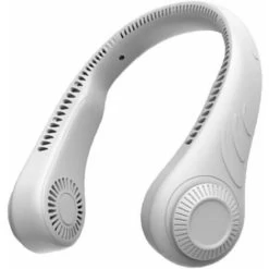 Tragbarer Nackenventilator 2000mAh Freisprecheinrichtung Persönlicher Ventilator Tragbarer Nackenriemen USB-Ventilator Freisprechkabel Sportventilator Weiß