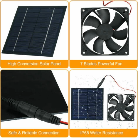 Lüfter Mit Solarpanel, 5 W 6 V Solarlüfter, IP65 Wasserdicht, Wohnwagen, Hühnerstall, Dachventilator Für Hundehütten, Gewächshäuser 4 Lüfter Mit Solarpanel, 5 W 6 V Solarlüfter, IP65 Wasserdicht, Wohnwagen, Hühnerstall, Dachventilator Für Hundehütten, Gewächshäuser – Bild 2
