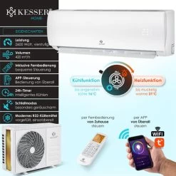 Klimaanlage Split 9000/12000 BTU Airconditioning Luftschacht Luftkühler WIFI Modul Leise Energieeffizient 12000 BTU Split Klimaanlage Mit Wärmepumpe Klimagerät Mit Heizfunktion Komplett Set [Energiek -Elektrischer Ventilator Verkäufe 96740231 3