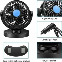 Longziming Fan Mini Elektroauto 12V 360 Rotierender Starker Wind Auto Fan Auto Klimaanlage Geräuscharmer Tragbarer Luft Auto Fan -Elektrischer Ventilator Verkäufe 97448699 4