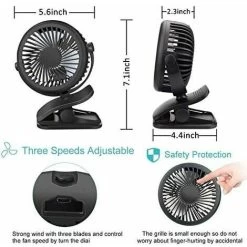 Longziming Mini-USB-Ventilator, Leiser Tragbarer Ventilator Mit Akku, 3 Geschwindigkeiten, 360 Drehgeschwindigkeiten Für Schlafzimmer, Büro, Kinderwagen, Camping -Elektrischer Ventilator Verkäufe 97448721 5