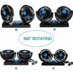 Auto-Ventilator 12v Dual Rotierenden Köpfe Silent 360 Grad Rotierenden 2 Geschwindigkeit Einstellbar Auto Mit Zigarettenanzünder -Elektrischer Ventilator Verkäufe 97838071 5
