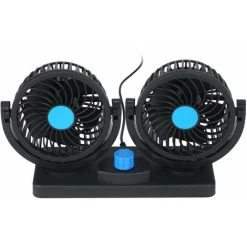 KKmoon 12V USB Dual Head Large Wind Cooling Fan 2 Geschwindigkeit Einstellbare Windgeschwindigkeit Tischventilator Schwarz Blau