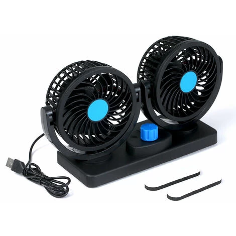 KKmoon 12V USB Dual Head Large Wind Cooling Fan 2 Geschwindigkeit Einstellbare Windgeschwindigkeit Tischventilator Schwarz Blau 4 KKmoon 12V USB Dual Head Large Wind Cooling Fan 2 Geschwindigkeit Einstellbare Windgeschwindigkeit Tischventilator Schwarz Blau – Bild 2