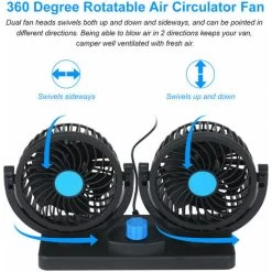 KKmoon 12V USB Dual Head Large Wind Cooling Fan 2 Geschwindigkeit Einstellbare Windgeschwindigkeit Tischventilator Schwarz Blau 9 KKmoon 12V USB Dual Head Large Wind Cooling Fan 2 Geschwindigkeit Einstellbare Windgeschwindigkeit Tischventilator Schwarz Blau -Elektrischer Ventilator Verkäufe 97856209 3