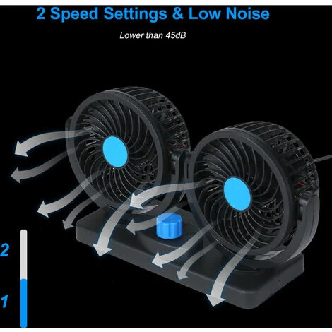 KKmoon 12V USB Dual Head Large Wind Cooling Fan 2 Geschwindigkeit Einstellbare Windgeschwindigkeit Tischventilator Schwarz Blau 6 KKmoon 12V USB Dual Head Large Wind Cooling Fan 2 Geschwindigkeit Einstellbare Windgeschwindigkeit Tischventilator Schwarz Blau – Bild 4